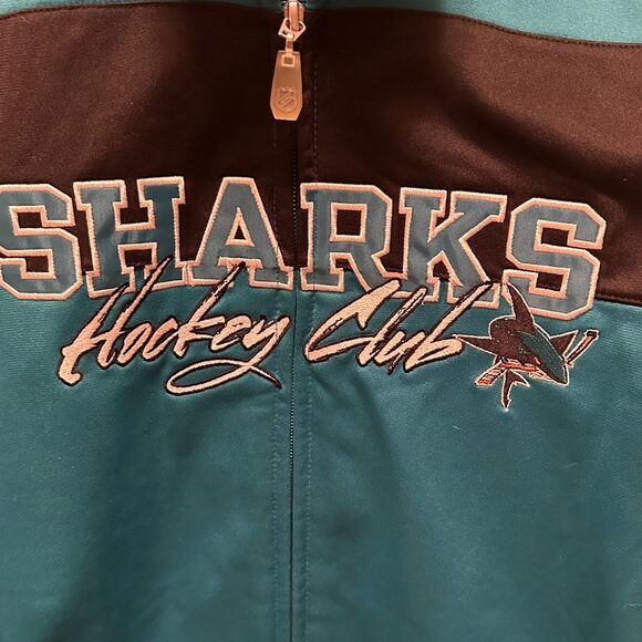 NHL Reebok Collab with San Jose Sharks Teal and Black Athletic Jacket Size Large - Picture 3 of 5